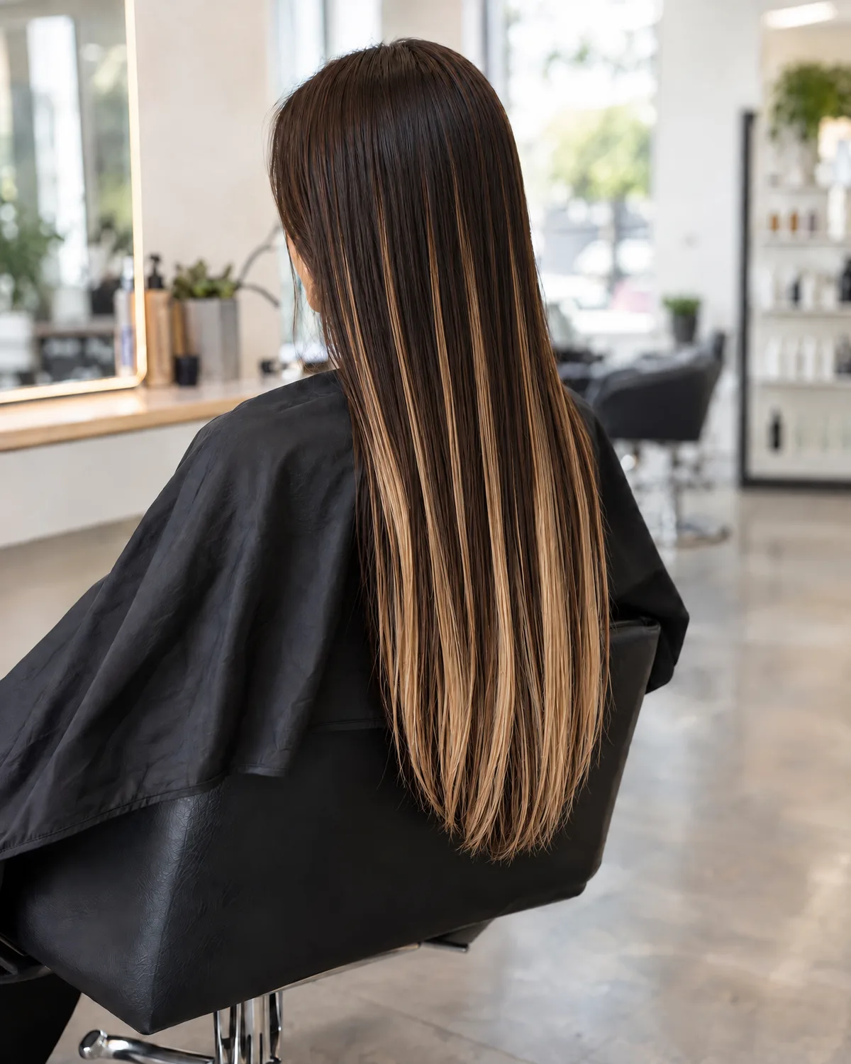 Rinsed and toned balayage, still damp
