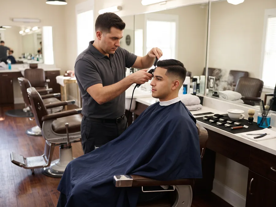 Male regular haircut at Florida Fadez barbershop Fort Lauderdale