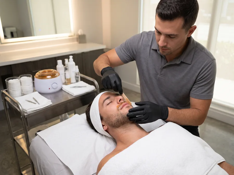Licensed Florida Fadez team member ready to perform professional neck waxing