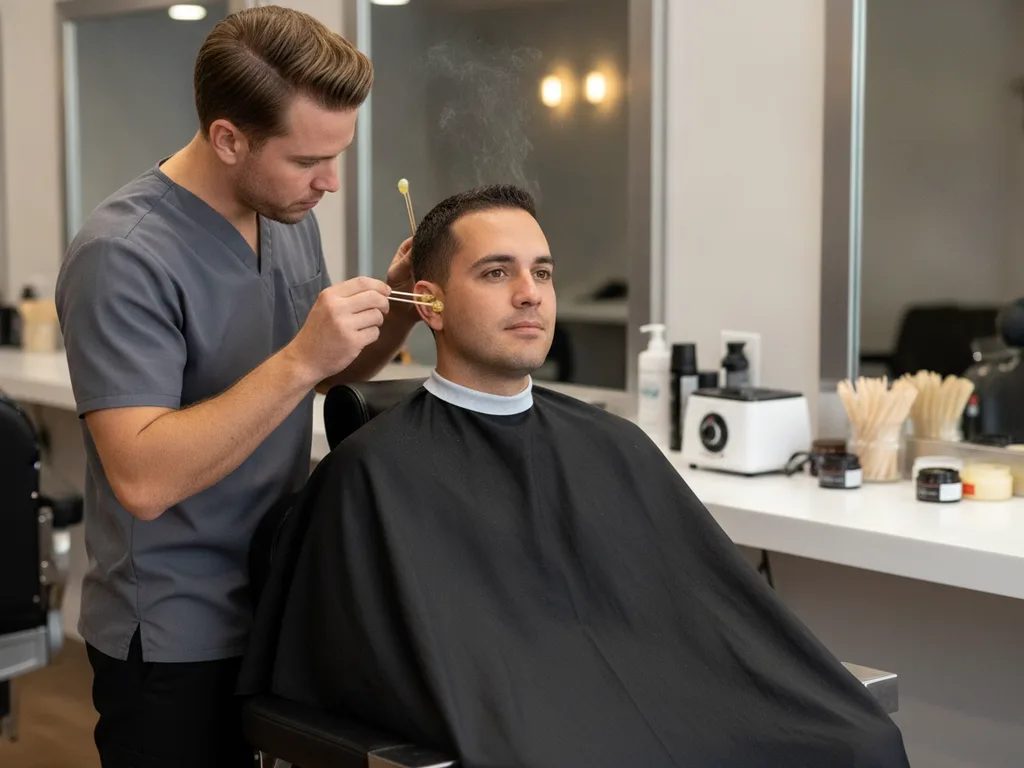 Men's ear and nose waxing  at Florida Fadez