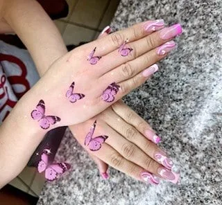 Blue and pink ombre glitter nails done at Perfect Nails in Saint Paul