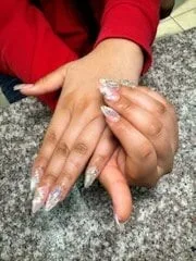 Before and after regular nail fill-in at Perfect Nails Saint Paul