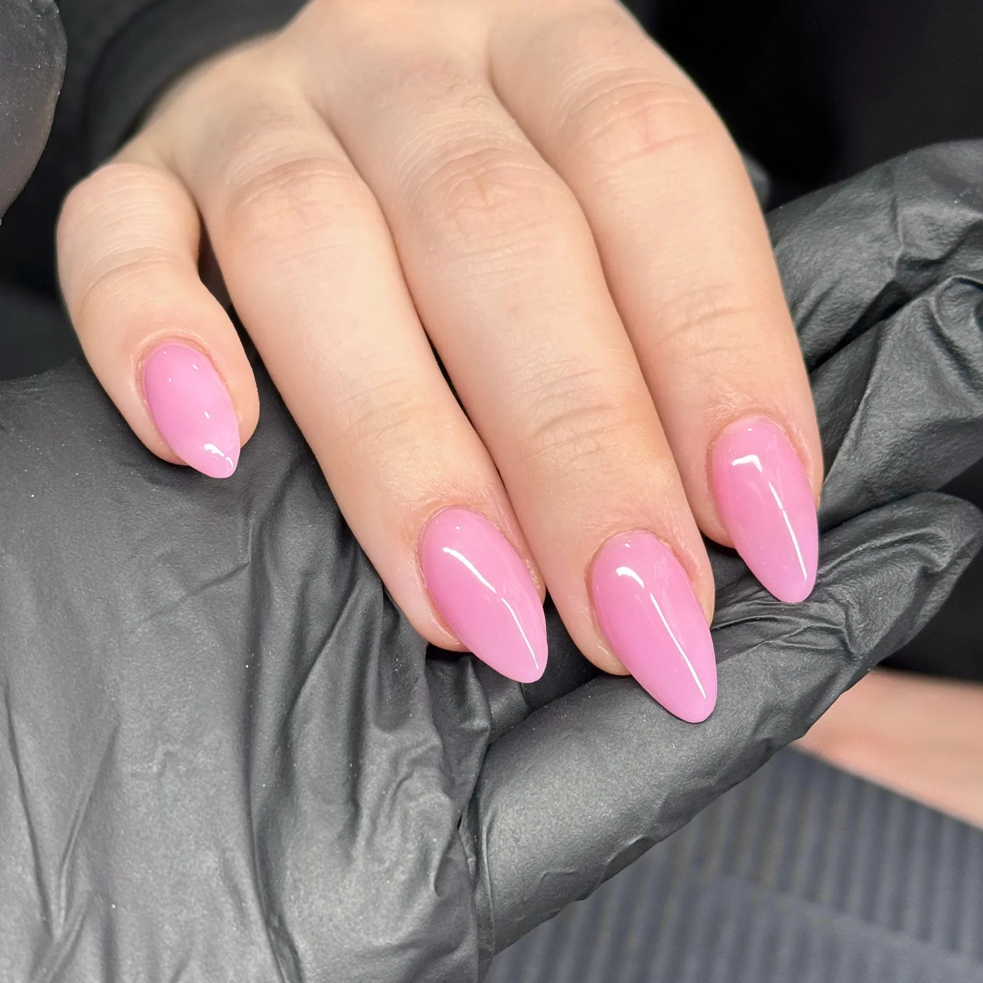 Manicure with gel polish and hard gel at TK Nails in Westwood, Los Angeles