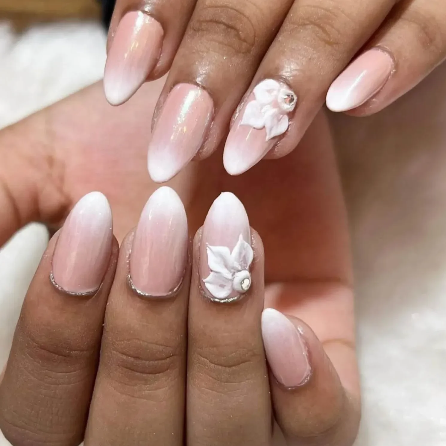 Ombre and French nail design at TK Nails in Westwood, Los Angeles